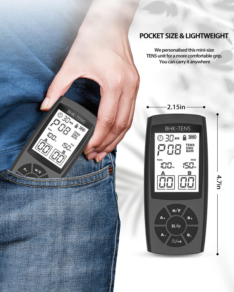 [Australia - AusPower] - TENS Unit Muscle Stimulator for Pain Relief Therapy, 22 Modes EMS TENS Machine, Electronic Muscle Relaxer for Shoulder Pain Relief, Back Pain, Shoulder Neck Pain Relief Black 