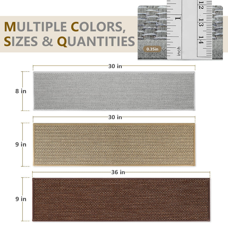 SMILOOL Stair Treads Non Slip for Wooden Steps Indoor 9" x 30" 4 Pack Extra Wide Stair Tread Carpet Stairs Runner, Step Pads with Reusable Adhesive for Dogs Kids Elders, Machine Washable, Brown 9 x 30 inch