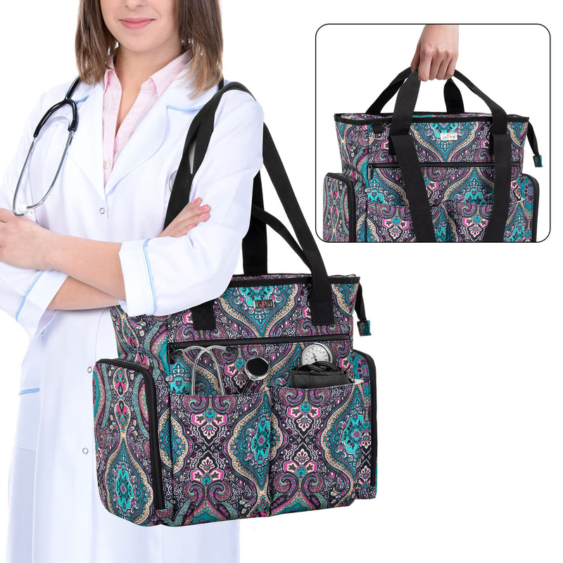 [Australia - AusPower] - LoDrid Nurse Bag with Bottom Padded Pad, Medical Work Bag with 15.6' Laptop Storage Layer, Home Visiting Bag for RN, PA, LPN, EMT, CNA, Totem, Bag Only 
