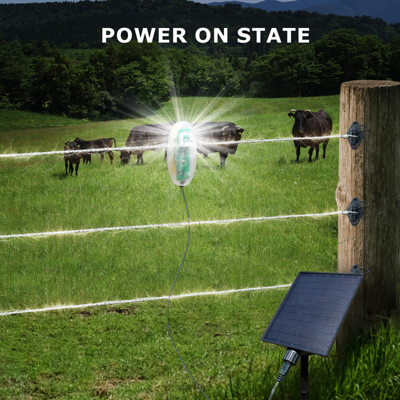 Electric Fence Indicator Light, Solar Fence Alarm with Light | Transmission to 1/2 Mile, Very Bright Tester Indicator for Pulsed Energizers, Alert Device that Clips to Wire or Tape Fences 002A8-1