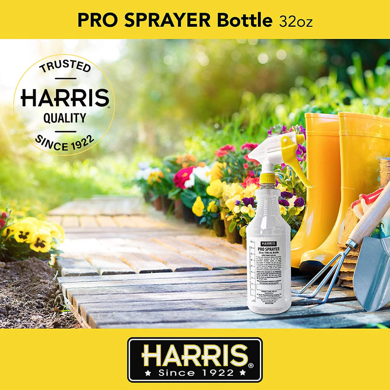 [Australia - AusPower] - HARRIS Professional Spray Bottle 32oz (3-Pack), All-Purpose for Cleaning and Plants with Clear Finish, Pressurized Sprayer, Adjustable Nozzle and Measurements 