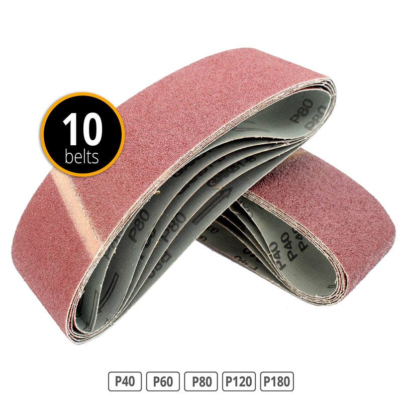 10 x Quality Sandingbelts Mixed Grits 2 x Korn 40,60,80,120,180