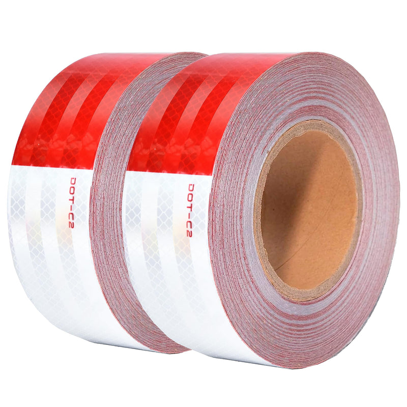 SWRT DOT-C2 Reflective Tape 2 Inch x 200 Feet Red White Reflective Tape Outdoor Waterproof Conspicuity Strong Adhesive Reflector Tape Warning Safety Tape for Vehicles Trailers Boats Signs 2 IN x 200 FT Red & White