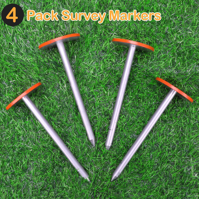 4 PCS Permanent Property Line Markers, 6x2 Inch Boundary Markers for Property Land Survey Stakes Heavy Duty Survey Pin for Home Depot Septic Tank Yard Paver Ground Landscape Surveying 4 PCS