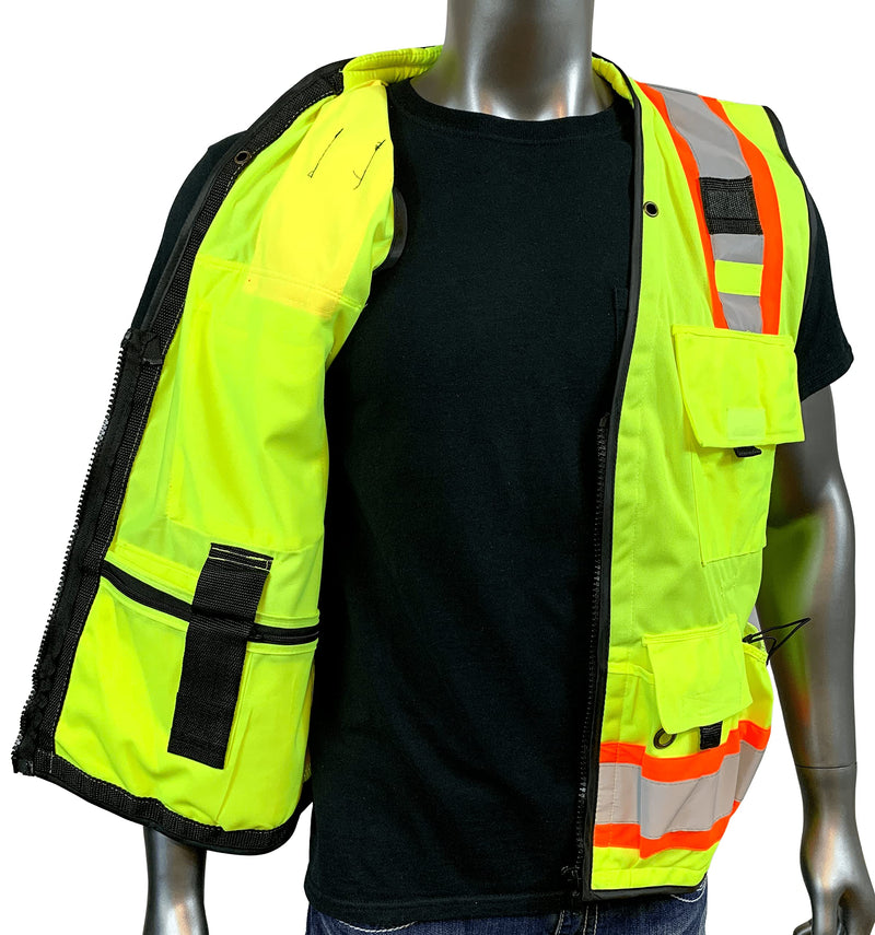 Vero1992 (F Safety Vest For Men's, Engineer High Visibility Vest With Pockets and Zipper, Reflective safety vest Medium-Large Yellow