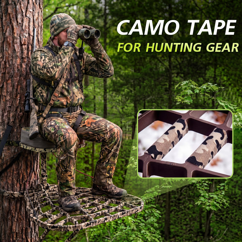 Saillong Camo Silencing Tape for Hunting Gear, Self Adhesive Camouflage Wrap, Protective Fabric Tape for Metal Rifle & Hunting Accessories, 3 Rolls Assorted Sizes (2.125" x 60", 2.5" x 60", 4" x 72")