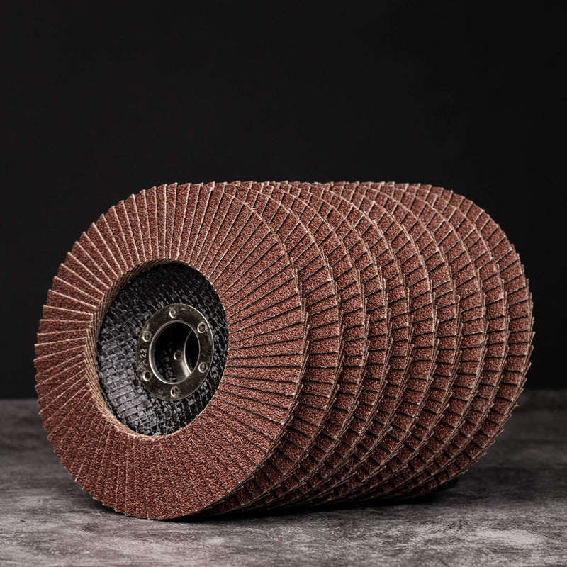 Woltersberger® Flap Discs, Diameter 125 mm, Grain 60, Pack of 10, Brown for Metal and Wood, Aluminum Oxide, Angle Grinder, Sanding Mop, Flap Discs, Sanding Discs Pack of 60