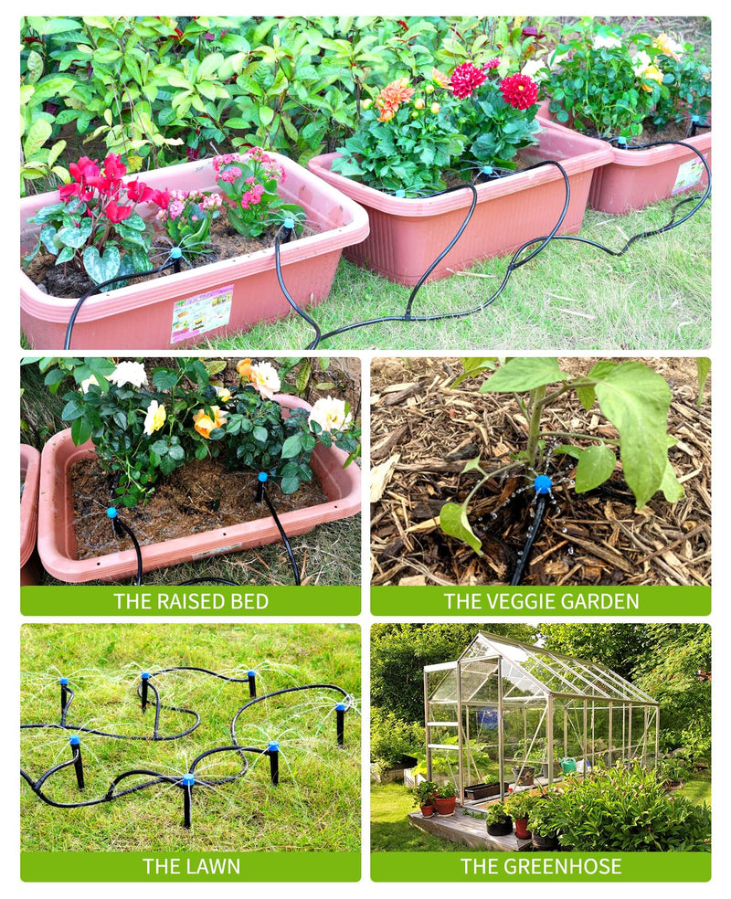 [Australia - AusPower] - HIRALIY 50ft Drip Irrigation Kit Plant Watering System 8x5mm Blank Distribution Tubing DIY Automatic Irrigation Equipment Set for Garden Greenhouse Flower Bed Patio Lawn 