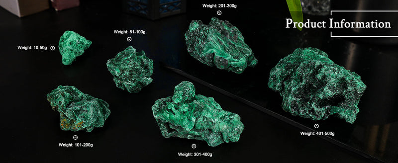 Nupuyai Natural Raw Malachite Crystal Stone for Reiki Healing Stress Anxiety, Real Green Malachite Specimen Cluster Decor for Home Office Tabletop, 51-100g