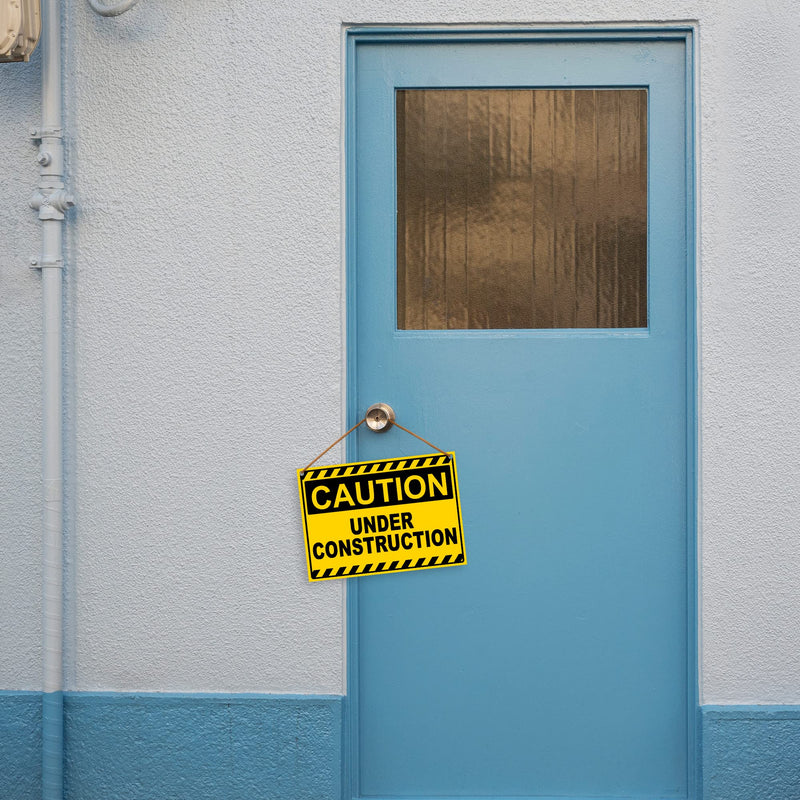 2 PC Under Construction Sign, 8x12 Coroplast Caution Construction Signs for Jobsites with Grommets