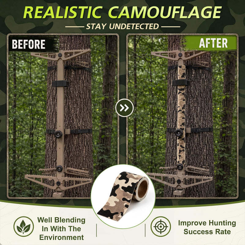 Saillong Camo Silencing Tape for Hunting Gear, Self Adhesive Camouflage Wrap, Protective Fabric Tape for Metal Rifle & Hunting Accessories, 3 Rolls Assorted Sizes (2.125" x 60", 2.5" x 60", 4" x 72")