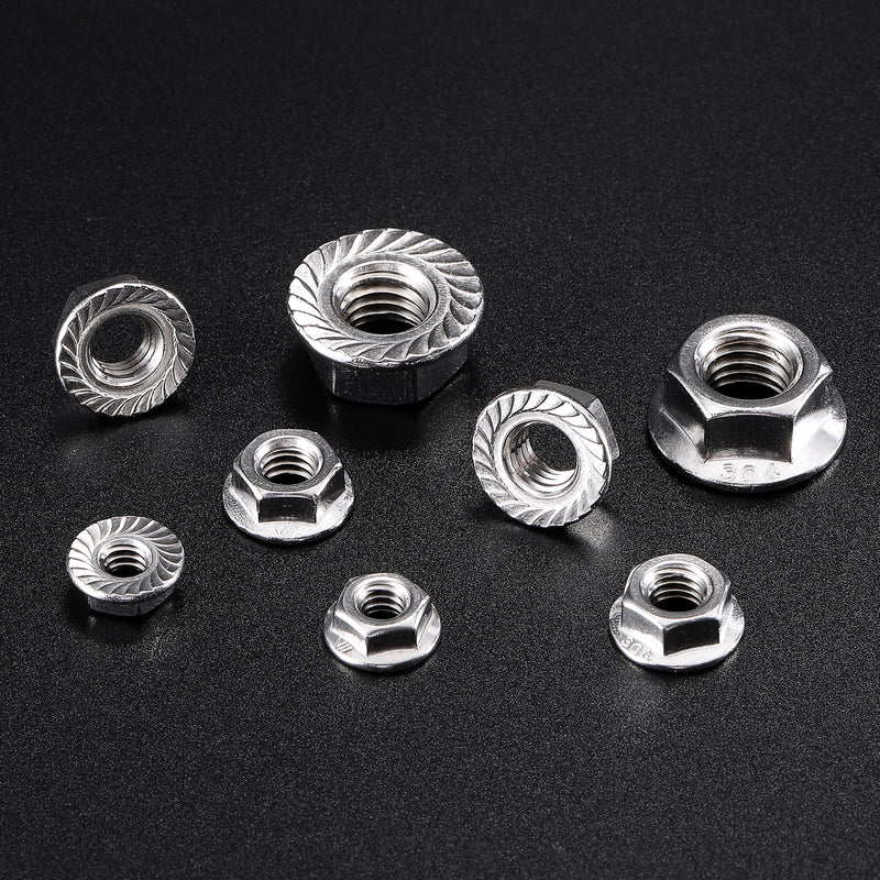 M10 x 1.5mm Serrated Flange Hex Lock Nuts 100Pcs 304 Stainless Steel 18-8, Full Thread, Hex Drive, Bright Finish by SG TZH M10 Silver 100