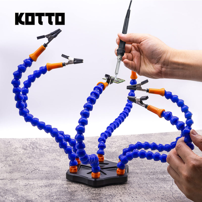 Fstop Labs Third Hand Soldering PCB Holder Tool Six Arms Octopus Helping Hands Crafts Workshop Helping Station Non-Slip Aluminum Base with Wire Cutting Plier