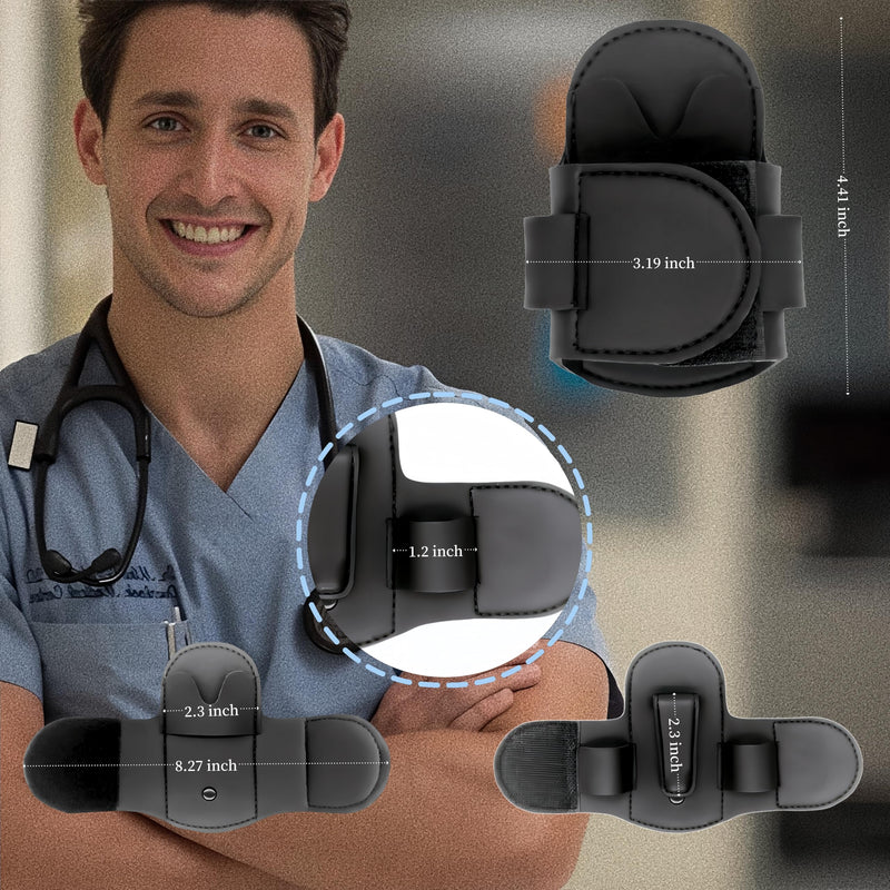 [Australia - AusPower] - 2 Pieces Stethoscope Holder Clip，Premium Leather Stethoscope Holder Hip Clip，Lightweight Portable Stethoscope Holster with Medical Flashlight Clip for Nurses Physicians (Black&Black) Black&Black 