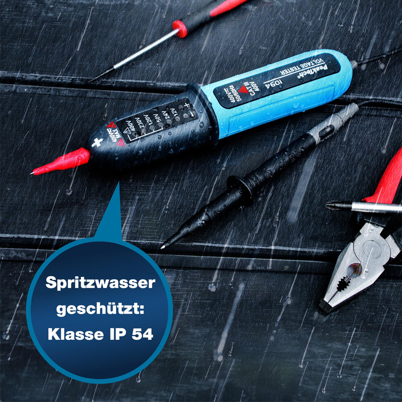 PeakTech 1094 Voltage Tester 2-Pin CAT III 400V AC/DC IP54 LED