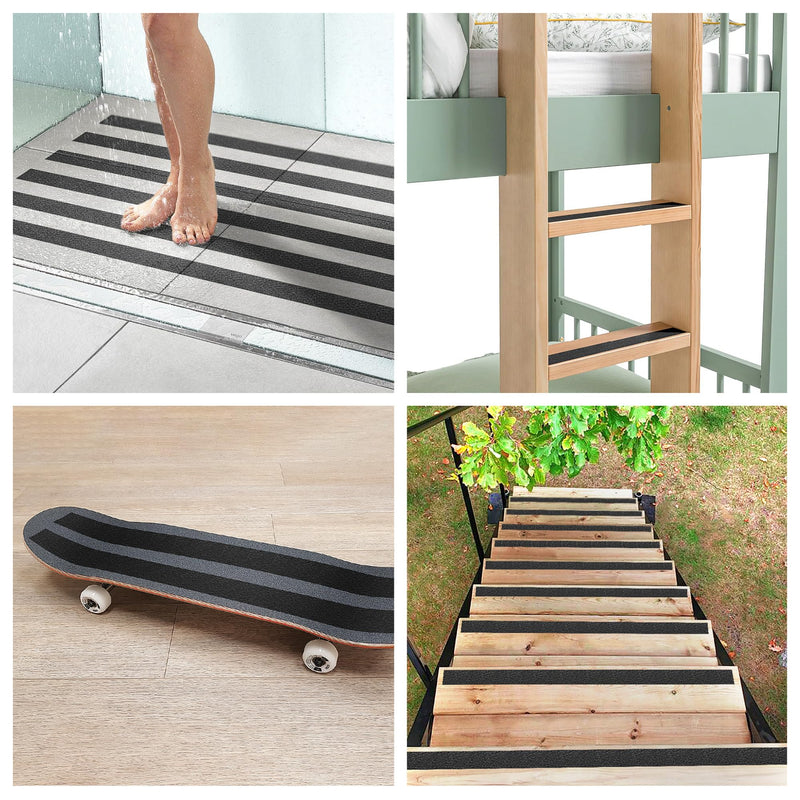 Chesk Grip Tape for Stairs – 4in x 30ft Black Anti-Slip Stair Strips – Adhesive Stair Treads Non-Slip Indoor and Outdoor – Heavy-Duty Grip Tape for Skateboard, Shower, Floor, Steps