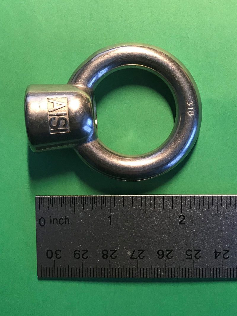 [Australia - AusPower] - US STAINLESS Stainless Steel 316 Lifting Eye Nut 1/2" UNC Marine Grade Pitch of 13 