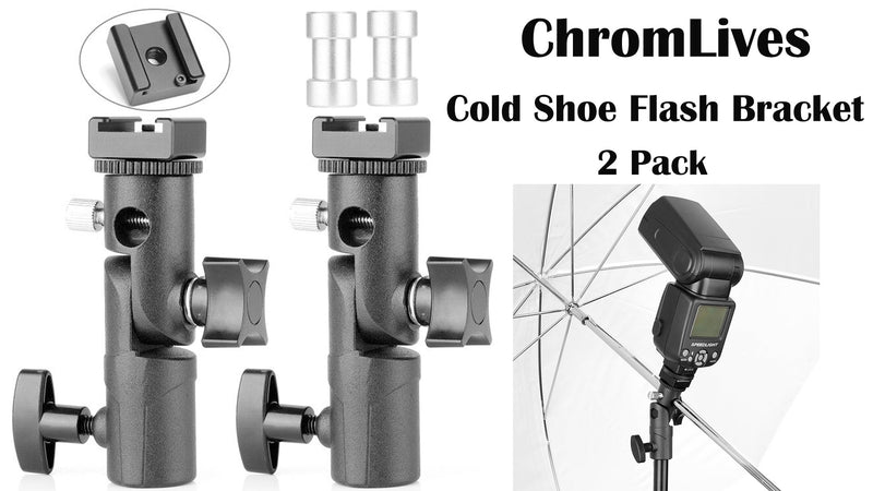 Updated Version Flash Bracket-ChromLives Light Stand Flash Mount Cold Shoe Flash Stand Photography Camera Umbrella Holder Bracket E Type for DSLR Camera Canon Nikon Pentax Olympus Nissin Metz and DSLR