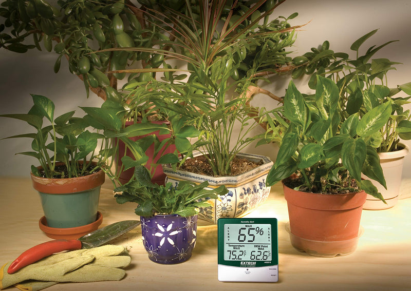 [Australia - AusPower] - Extech 445814 Humidity Alert Hygro-Thermometer with Dew Point - Digital Indoor Humidity Monitor, Programmable Visual and Audible Alarms, Min/Max Memory, Wall Mount or Desktop Stand Stationary Hygro-Thermometer With Alarm 