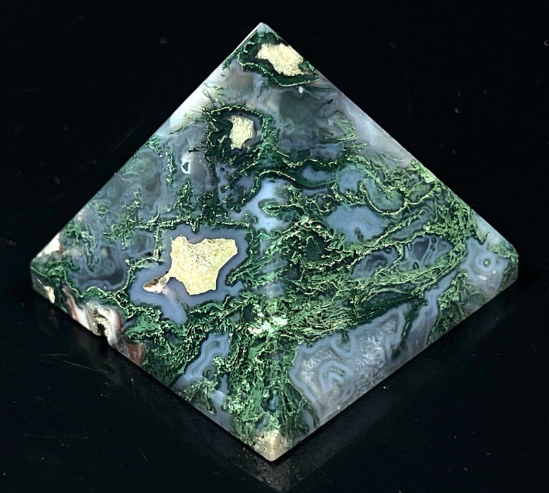 Moss Agate Pyramid – 2 Inch Crystal, Taurus Birthstone, Heart Chakra