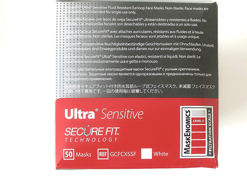 Crosstex Ultra Sensitive FogFree Face Masks w/SecureFit Tech White Box of 40