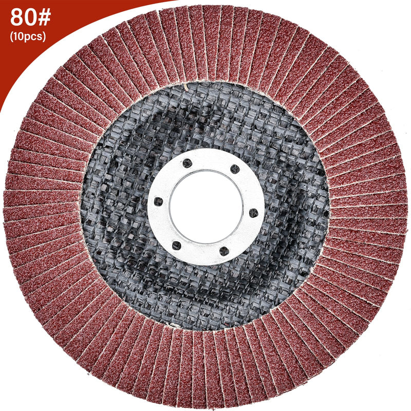 [Australia - AusPower] - HATANSE Pack of 10 Flap Discs Diameter 125 mm x 22 mm Grain 80 Sanding Discs Sanding Mop Disc Slat Discs for Angle Grinder Polishing Machine 125 mm, 10 pieces, grain 80 
