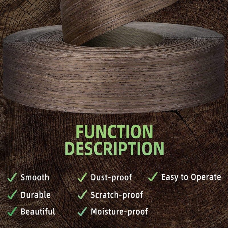 Walnut Edge Banding, 1/2 inch x 25ft roll of Veneer Real Wood Edge Banding Preglued Flexible, Tape Banding for Cabinet Repair Walnut 1/2"x 25ft