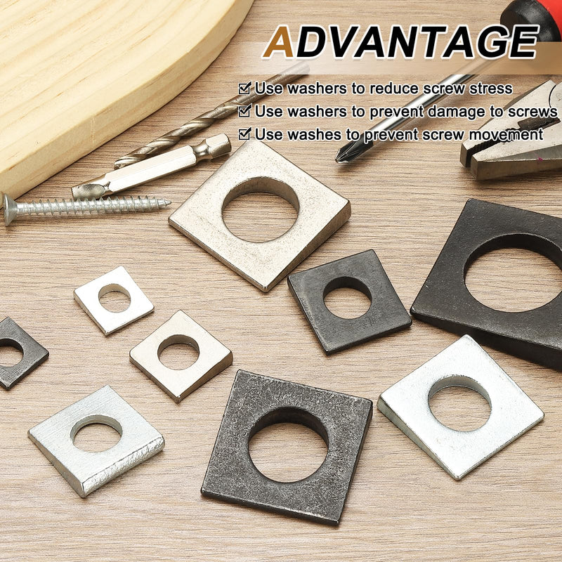 [Australia - AusPower] - PATIKIL 4pcs Beveled Square Washers, M10x22mm Square Beveled Washers Bearing Strut Plate Flat Pad Spacer 304 Stainless Steel for 10mm Bolts Wedge Shim Leveling Fastener Nut Gasket, Silver 