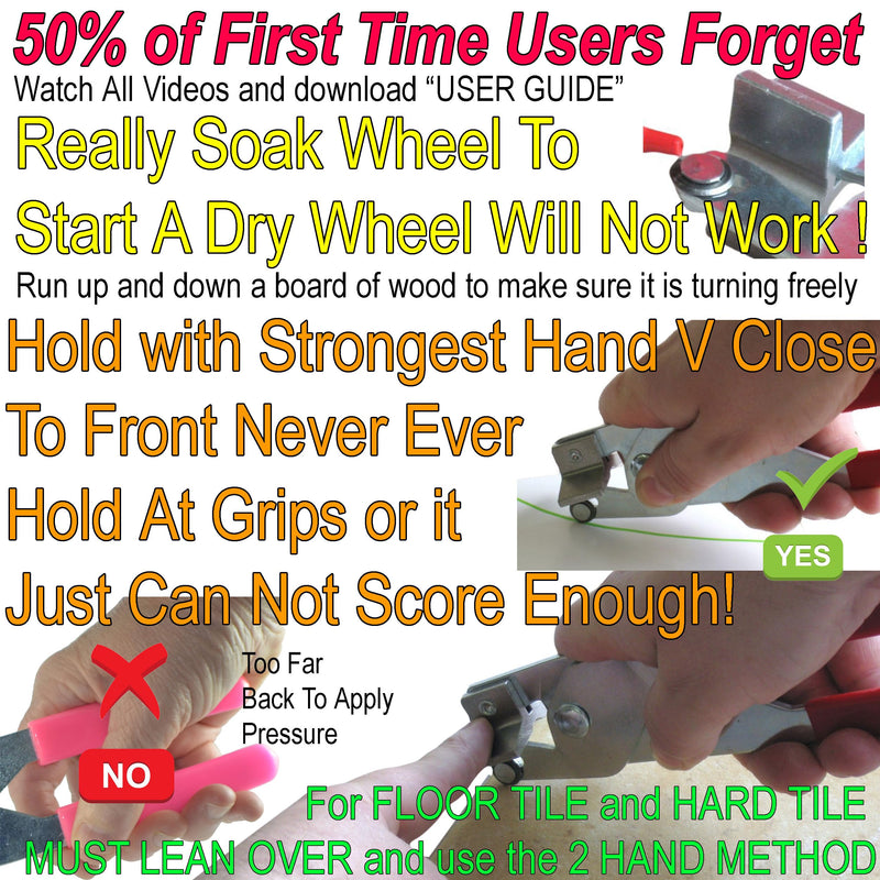 Ceramic Tile Cutter - Hand Held Ceramic Tile Cutter, Tool Cut Curves & Straight Lines, Cut around Toilet, Replaceable Carbide Wheel, Made in UK With Step By Step Instructions, Oil and Online Videos Starter Kit 1. Red