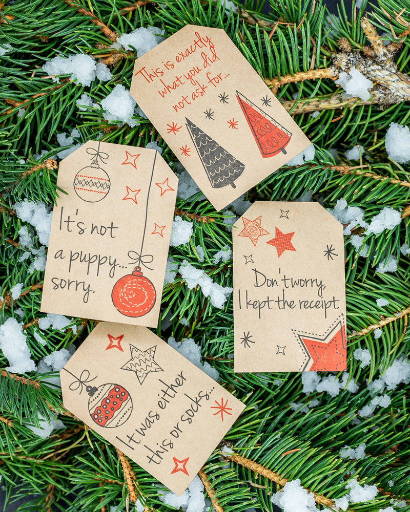 Natural Kraft Sarcastic Funny Gift Tags Holiday Present Stickers 2 x 3 Inch 100 Total Labels