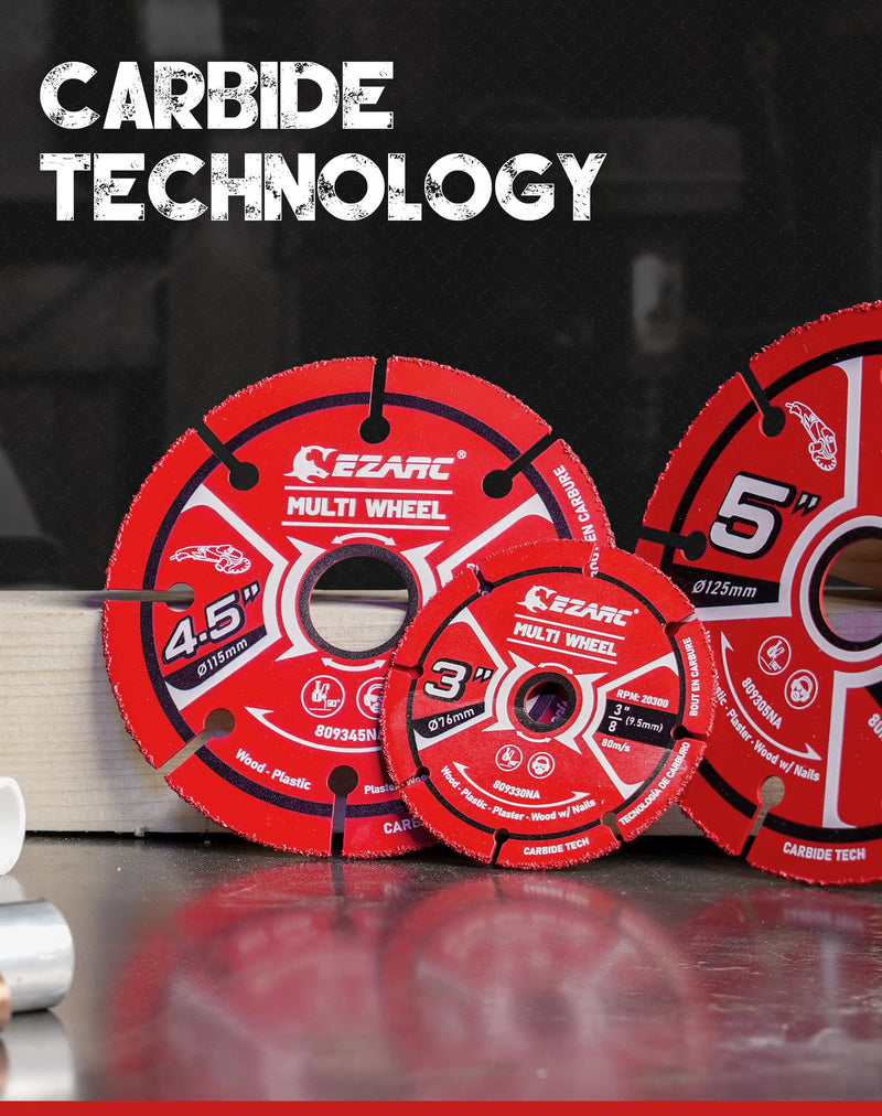 [Australia - AusPower] - EZARC 3 Inch Cut Off Wheels, Carbide Cutting Disc, Angle Grinder Cutting Wheel for Wood, Wood with Nails, Laminate, Plastic, Plaster, 2 Pack 