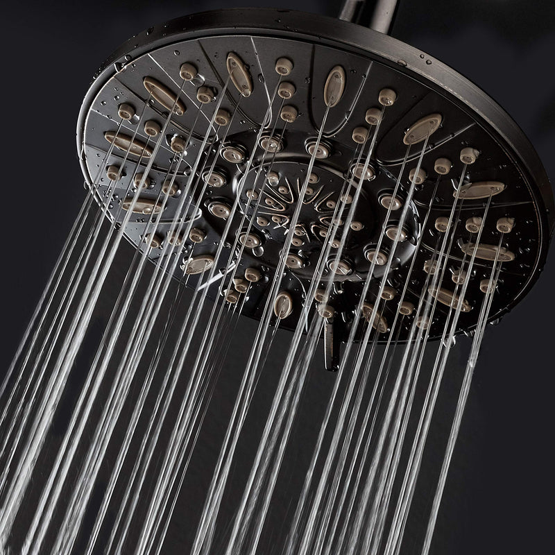 AquaDance OIL RUBBED BRONZE High Pressure 6-Setting 7" Rain Shower Head – Angle Adjustable, Anti-Clog Showerhead Jets, Tool-Free Installation - USA Standard Certified - U.S. Brand 2.5 Gallons Per Minute