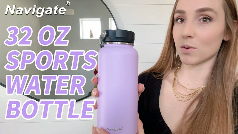 Navigate 64oz Insulated Water Bottle for Sports, Keep Cold 24H Black 64 Ounces