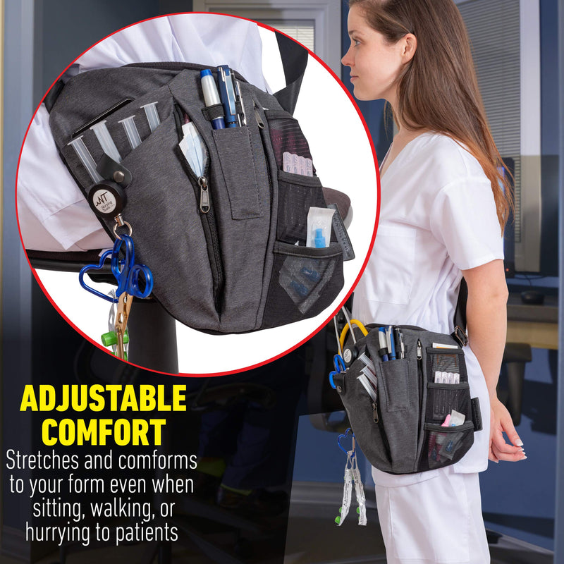 [Australia - AusPower] - Crossbody Fanny Pack with Holder for Stethoscope, Tape, & Bandage Scissors - Organizer Bag for Nurses, Student & Medical Professionals - Home Health Nurse Bag & Wound Care 