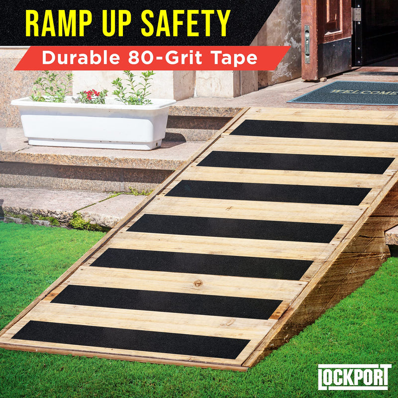 Lockport 2 Pack Grip Tape 50 Ft x 4 in and 6 Pack White Duct Tape 20 Yds x 2 Inches Bundle