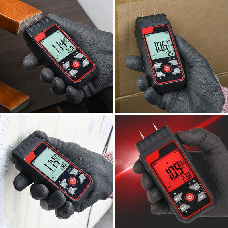 [Australia - AusPower] - HFS(R) Pin-Type Wood Moisture Meter - 7 Calibration Scales, Backlit LCD Display, Handheld Digital Moisture Tester for Lumber, Firewood, Drywall, Walls 
