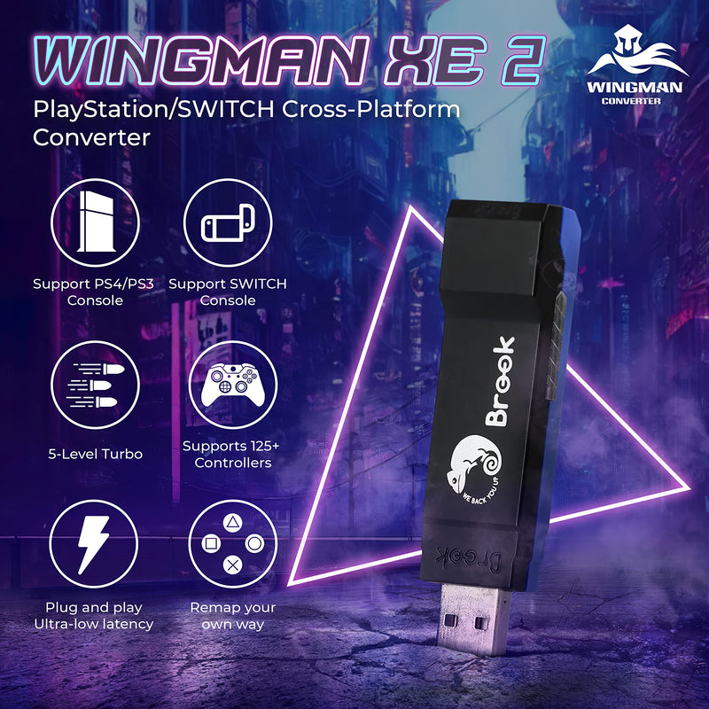 [Australia - AusPower] - Brook Wingman XE 2 Converter - Two in One Wireless Controller Adapter for PS, Switch Consoles, and PC, Supports Remap and Adjustable Turbo 