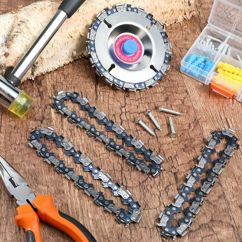 [Australia - AusPower] - 3 Pieces 5/8 Inch Wood Carving Chain Disc 4 Inch 22 Teeth Saw Blade Grinder Wood Carving Disc for 4 Inch/ 4-1/2 Inch Angle Grinder Grinding Shaping Attachment Circular Chainsaw Wheel 