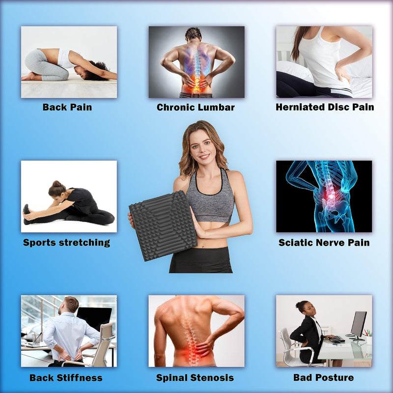 [Australia - AusPower] - YESINDEED Back Stretcher Pillow – Refresh Back Stretcher for Lower Back Pain Relief, Lumbar Support, Spinal Stenosis, Posture Corrector, Neck & Back Stretcher, Sciatica, Herniated Disc Relief, Black 