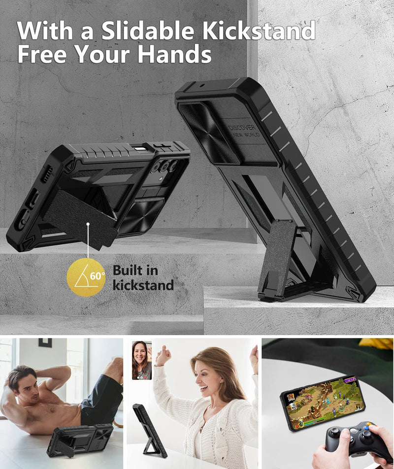 [Australia - AusPower] - Case for Samsung Galaxy A13 5G: Military Grade Drop Proof Protection Rugged Protective A13 5G/4G Phone Cover with Belt Clip Holster Kickstand & Slide - Shockproof TPU Matte Textured Bumper - Black Matte Black 