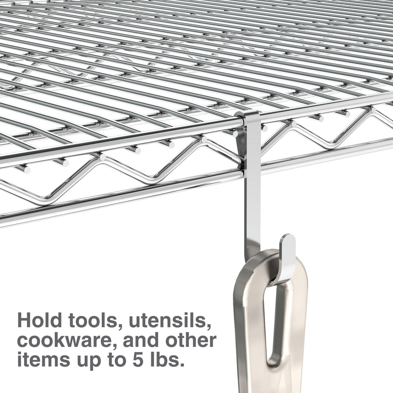 [Australia - AusPower] - Metro LHK23C Snap-On Metal Hooks for Wire Shelving - 5 lbs Capacity Chrome J-Hooks for Hanging Kitchen Tools, Utensils and More - Pack of 4 