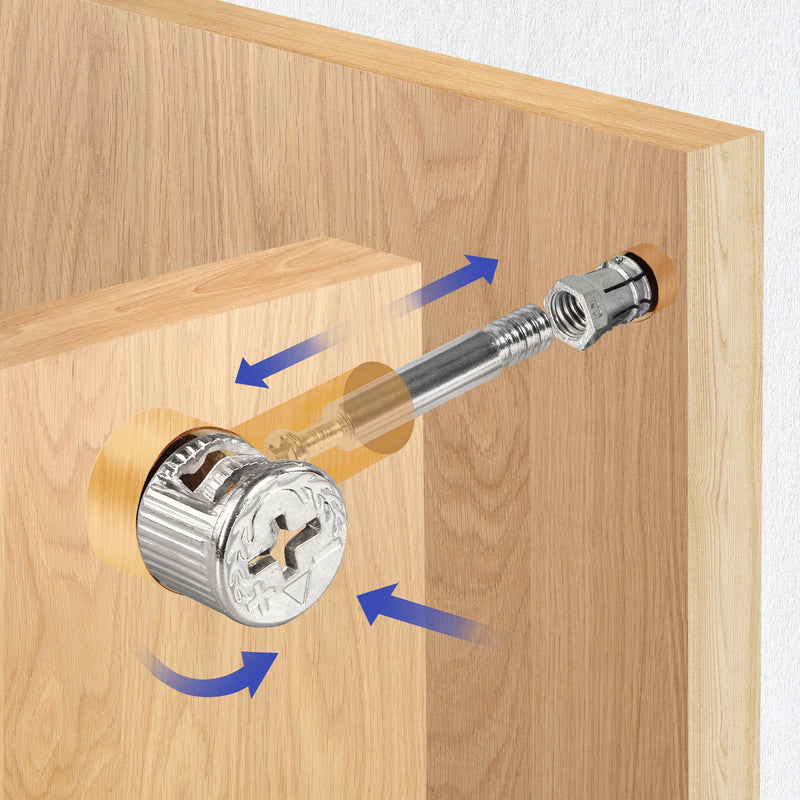 [Australia - AusPower] - 50 Sets Furniture Cam Lock Fasteners, 3-in-1 Cam Locks with Alloy Dowel 1-9/16" / 40mm 50 