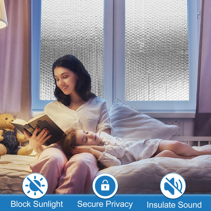 ToLanbbt Reflective Insulation Roll, 23.6IN x 20FT Double Bubble Wrap Insulation Sheet, 3MM Reflective Aluminum Foil Thermal Shield Radiant Barrier with 120 Pcs Adhesive Tapes for Window RV Attic Wall 1 23.6 IN x 20 FT