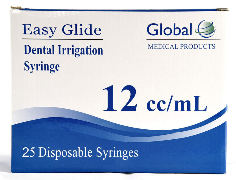 [Australia - AusPower] - 25 Pack Disposable 12cc Dental Sterile Syringe Dental Irrigation Syringe with Curved Tip, Tonsil Squirt Mouthwash Cleaner 