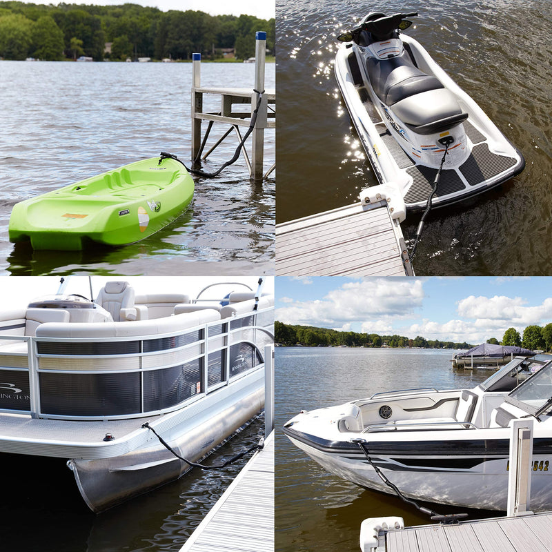 Bungee Dock Line 2-Pack - 4ft, Adjustable No-Jerk Boat & Kayak Ties, Premium Mooring Ropes, Essential Boat Accessories, Ideal Kayak Accessories, Includes Free Docking E-Book by Domabri (Black) Non-Custom Black