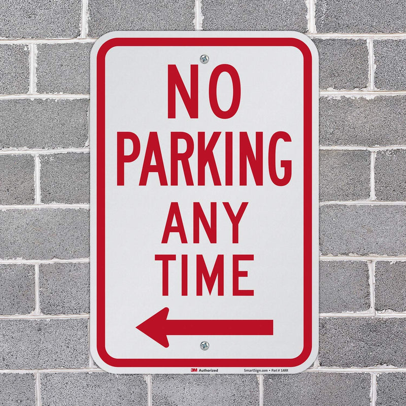 SmartSign - K-2331-L-EG-12x18 “No Parking Any Time” Sign with Left Arrow | 12" x 18" 3M Engineer Grade Reflective Aluminum