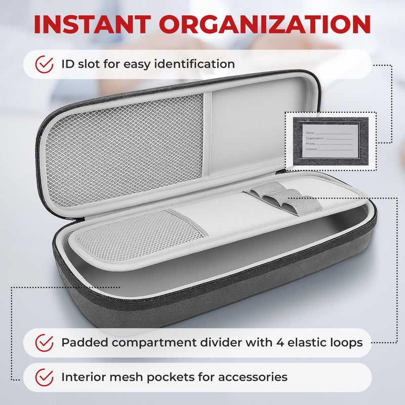 Ever Ready First Aid Stethoscope Case Including Titanium Shears, 2 Penlights Black & Silver Fits Littmann-Type Stethoscope, Rubber Grip Handle - Gray