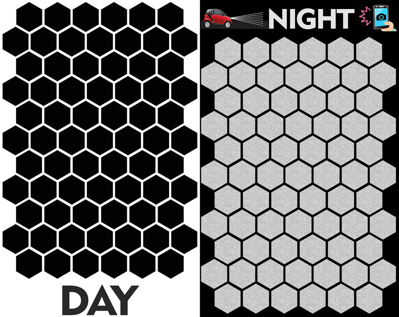 71pcs High Visibility Warning Reflective Stickers Hexagon Honeycomb Kit Decals Black Reflector Highly Night Safety Sign Visibility Universal Self - Adhesive D 52
