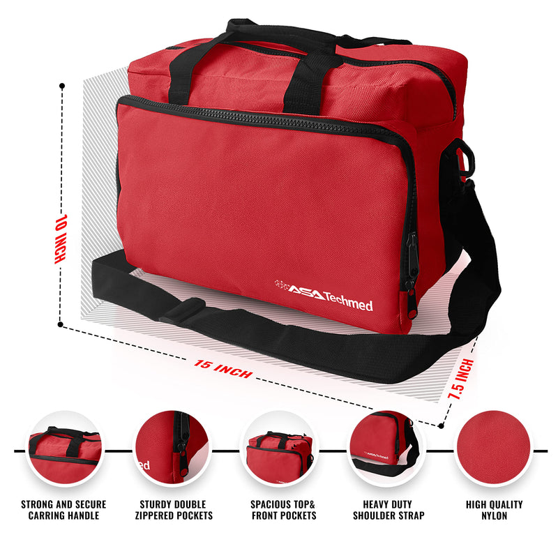 [Australia - AusPower] - ASA TECHMED Nurse Bag for Medical Equipment, Nurse Accessories Bag Ideal for Doctors, Nurses, Home Health Aids, Medical Students (Red) 