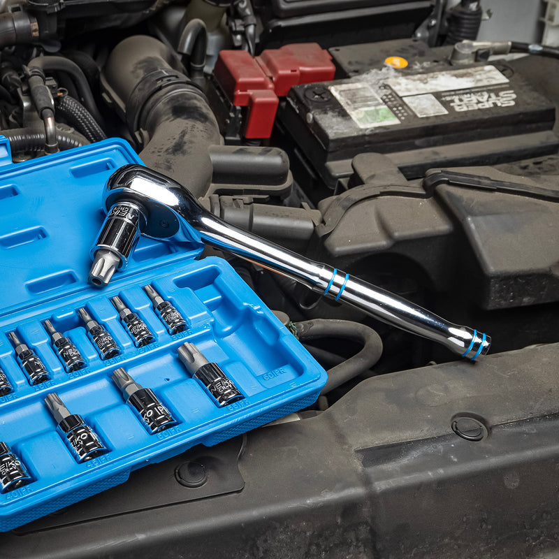 [Australia - AusPower] - Neiko 03117A 1/2 Inch Ratchet Wrench, 100-Tooth Reversible Ratchet, 3.6 Degree, Quick Release 1/2 Drive Ratchet, 10" Long Handle Ratchet, Oval Head Socket Wrench, CR-V Steel Half Inch Rachet Wrench 1/2" Drive 10" Length, 100-Tooth 